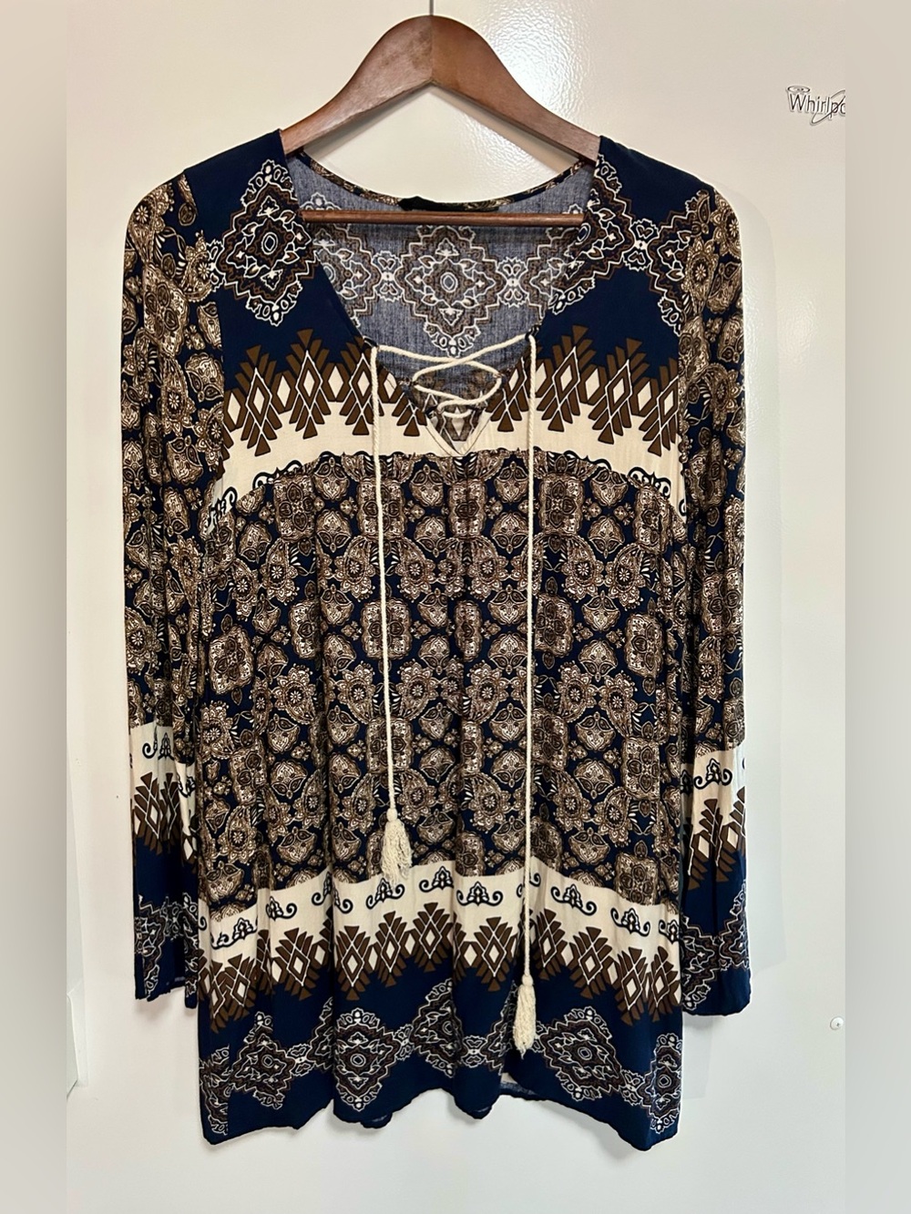 Anthropologie Blu Pepper Paisley Flowy Loose Blouse flare sleeve bohemian boho M - Picture 2 of 13